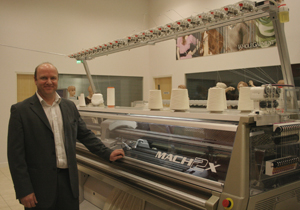 Shima Seiki Europe's Sales Manager, Richard Webster with the MACH2X